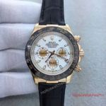 Fake Rolex Cosmograph Daytona Rose Gold Watch White Face Ceramic Bezel